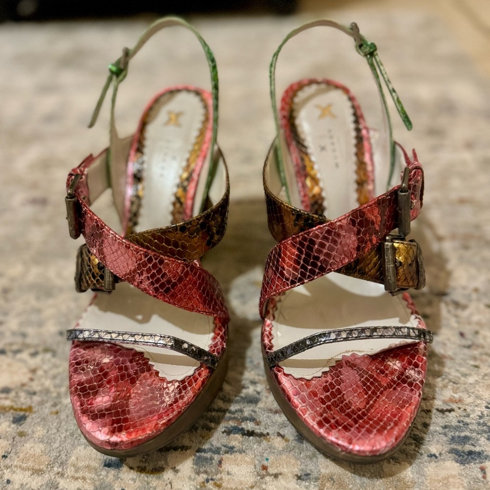 Colorful Metallic Python Sandals - image 7